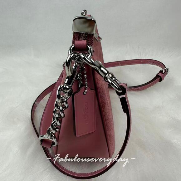 Coach Teri Shoulder Crossbody Bag In Signature Canvas/Sv/Dusty Pink CV933 NWT - Picture 3 of 10